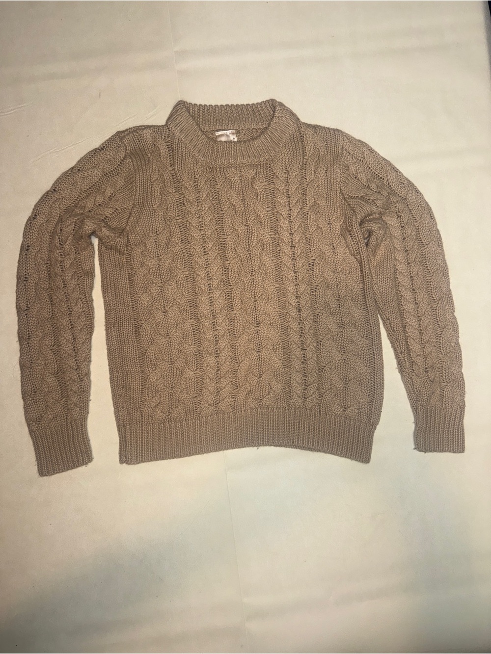 Women's Cable Knit Crewneck Sweater - Beige